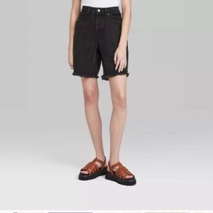 Women's High-Rise Wide Leg Bermuda Jean Shorts Wild Fable